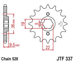 JT ZĘBATKA PRZEDNIA 337 12 HONDA TRX 250/300, CR 250 '82-'85, CR500 '84-'85 (33712JT) (ŁAŃC. 520)