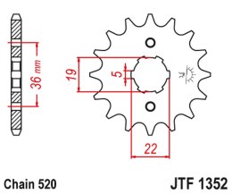 JT ZĘBATKA PRZEDNIA 337 13 HONDA TRX 250/300 '87-09', CR 250 '82-85', CR500 '84-85' (33713JT) (ŁAŃC. 520)