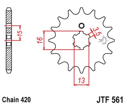 JT ZĘBATKA PRZEDNIA 415 16 YAMAHA RD 80 MX '81-82' (41516JT) (ŁAŃC. 420)