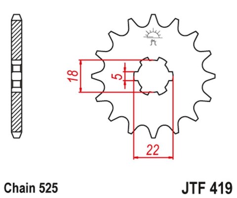 JT ZĘBATKA PRZEDNIA 419 15 SUZUKI GT 250 '73-'78, TS 250 '73-'75 (41915JT) (ŁAŃC. 525) JT ZĘBATKA PRZEDNIA 419 15 SUZUKI GT 250 '73-'78, TS 250 '73-'75 (41915JT) (ŁAŃC. 525)