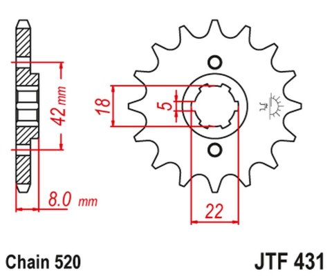 JT ZĘBATKA PRZEDNIA 431 15 SUZUKI PE 250 '78-'82, RM 250 '79-'81, RM 400 '78-'80 (43115JT) (ŁAŃC. 520) NA ZAMÓWIENIE JT ZĘBATKA PRZEDNIA 431 15 SUZUKI PE 250 '78-'82, RM 250 '79-'81, RM 400 '78-'80 (43115JT) (ŁAŃC. 520) NA ZAMÓWIENIE