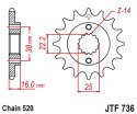 JT ZĘBATKA PRZEDNIA 490 16 DUCATI MONSTER 600/750/900 (49016JT) (ŁAŃC. 520)