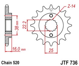 JT ZĘBATKA PRZEDNIA 490 16 DUCATI MONSTER 600/750/900 (49016JT) (ŁAŃC. 520)