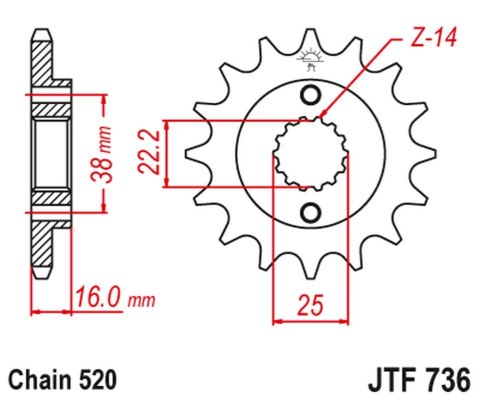JT ZĘBATKA PRZEDNIA 490 16 DUCATI MONSTER 600/750/900 (49016JT) (ŁAŃC. 520) JT ZĘBATKA PRZEDNIA 490 16 DUCATI MONSTER 600/750/900 (49016JT) (ŁAŃC. 520)