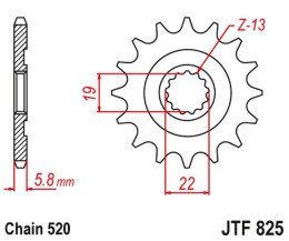 JT ZĘBATKA PRZEDNIA 825 13 HUSQVARNA TC/TE/TXC 250/310 '09-13' (82513JT) (ŁAŃC. 520)