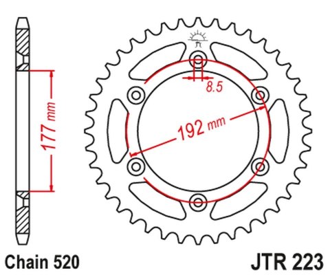 JT ZĘBATKA TYLNA 223 53 HUSQVARNA WR 250 '83-84, WR/CR 250 '80, WR 350 '81-88, WR/CR 400 '81-89, CR 400/430 '81-83 (22353JT) (ŁA JT ZĘBATKA TYLNA 223 53 HUSQVARNA WR 250 '83-84, WR/CR 250 '80, WR 350 '81-88, WR/CR 400 '81-89, CR 400/430 '81-83 (22353JT) (ŁA