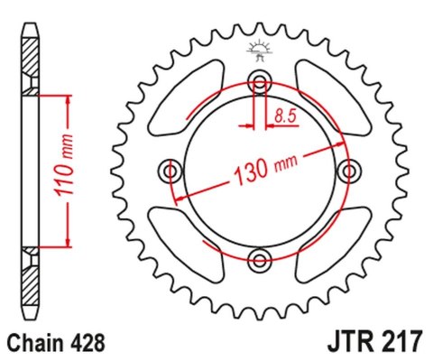 JT ZĘBATKA TYLNA 249 55 HONDA CR80 '86-02', CR85 '03-07' (24955JT) (ŁAŃC.428) JT ZĘBATKA TYLNA 249 55 HONDA CR80 '86-02', CR85 '03-07' (24955JT) (ŁAŃC.428)