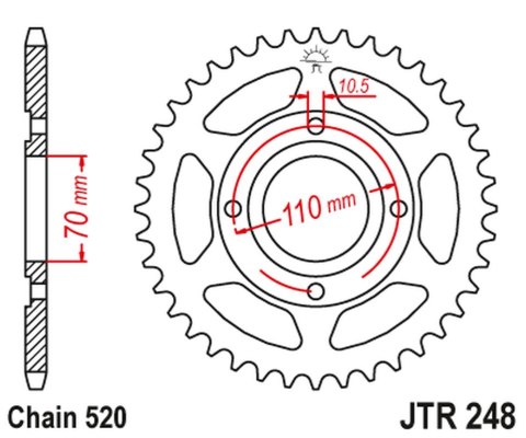 JT ZĘBATKA TYLNA 281 44 HONDA CB 250 RSA '80-83' (28144JT) (ŁAŃC520) JT ZĘBATKA TYLNA 281 44 HONDA CB 250 RSA '80-83' (28144JT) (ŁAŃC520)