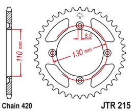 JT ZĘBATKA TYLNA 4306 50 ALUMINIOWA RACELITE HONDA CR 80/85 (430650JTA) (ŁAŃC. 420) KOLOR CZERWONY