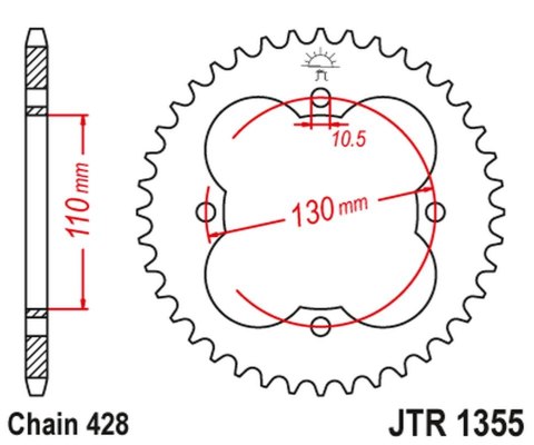 JT ZĘBATKA TYLNA 4355 50 HONDA TRX 90 '93-19', TRX 125 '87-88' (435550JT) (ŁAŃC.428) JT ZĘBATKA TYLNA 4355 50 HONDA TRX 90 '93-19', TRX 125 '87-88' (435550JT) (ŁAŃC.428)