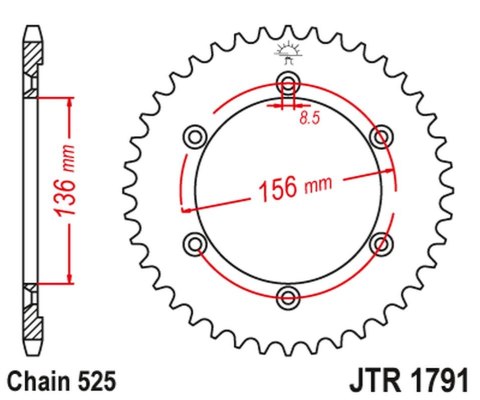 JT ZĘBATKA TYLNA 4365 42 SUZUKI DR 650 SE '96-'12 (436542JT) (ŁAŃC. 525) JT ZĘBATKA TYLNA 4365 42 SUZUKI DR 650 SE '96-'12 (436542JT) (ŁAŃC. 525)
