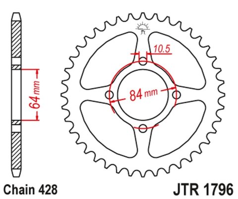 JT ZĘBATKA TYLNA 4467 51 SUZUKI RV 125 VAN VAN '03-16' (446751JT) (ŁAŃC.520) JT ZĘBATKA TYLNA 4467 51 SUZUKI RV 125 VAN VAN '03-16' (446751JT) (ŁAŃC.520)