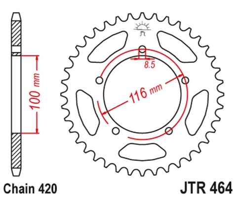 JT ZĘBATKA TYLNA 464 44 KAWASAKI KX 60 '83-03', KX 80 '83-85' (46444JT) (ŁAŃC.420) JT ZĘBATKA TYLNA 464 44 KAWASAKI KX 60 '83-03', KX 80 '83-85' (46444JT) (ŁAŃC.420)