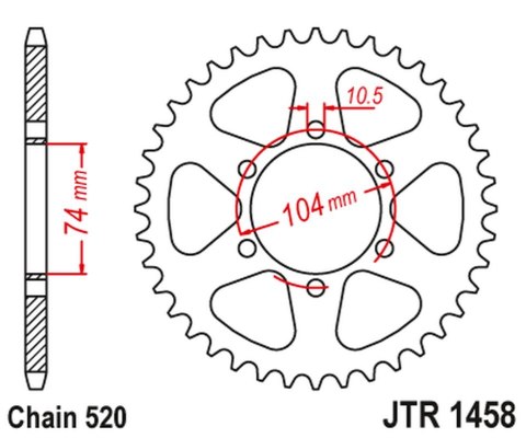 JT ZĘBATKA TYLNA 475 40 KAWASAKI KL 250 '77-78', KE 250 '77-79' (47540JT) (ŁAŃC520) JT ZĘBATKA TYLNA 475 40 KAWASAKI KL 250 '77-78', KE 250 '77-79' (47540JT) (ŁAŃC520)