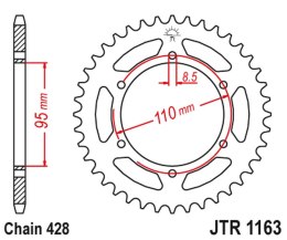 JT ZĘBATKA TYLNA 486 45 CAGIVA 125 ELEFANT/STX ALETTA ROSSA '83-88' (48645JT) (ŁAŃC. 428)