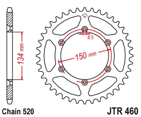 JT ZĘBATKA TYLNA 489 46 KAWASAKI KX/KXF `84-20 (48946JT) (ŁAŃC. 520) JT ZĘBATKA TYLNA 489 46 KAWASAKI KX/KXF `84-20 (48946JT) (ŁAŃC. 520)