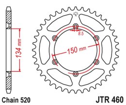 JT ZĘBATKA TYLNA 489 47 ALUMINIOWA RACELITE KAWASAKI KX/KXF '84-23 (48947JT) (ŁAŃC. 520) KOLOR CZARNY