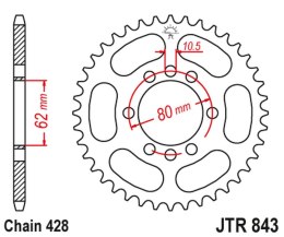 JT ZĘBATKA TYLNA 843 47 YAMAHA DT 80LC '83-84 (-1), DT 125LC (-2), SR 125 '80-'94 (-2) (84347JT) (ŁAŃC. 428)