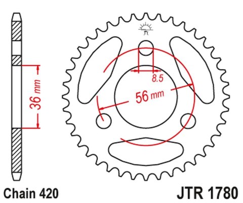 JT ZĘBATKA TYLNA KAWASAKI KDX 50 '03-06', SUZUKI JR 50 '85-06' (ŁAŃC.420) JT ZĘBATKA TYLNA KAWASAKI KDX 50 '03-06', SUZUKI JR 50 '85-06' (ŁAŃC.420)