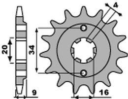 PBR WYPRZEDAZ ZĘBATKA PRZEDNIA 2062 14 18NC YAMAHA YFS 200 BLASTER '88-'06 (JTF1554.14) (ŁAŃC. 520) (STD.+1) (MADE IN ITALY)
