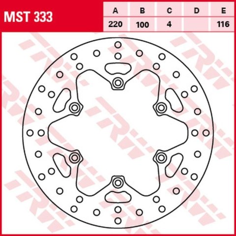 TRW ZF TARCZA HAMULCOWA TYŁ KAWASAKI KX 125/250 '89-'02, KLX 300R '97-'03, KX 500 '90-'04 (220X100X4MM) TRW ZF TARCZA HAMULCOWA TYŁ KAWASAKI KX 125/250 '89-'02, KLX 300R '97-'03, KX 500 '90-'04 (220X100X4MM)