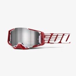 100 PROCENT GOGLE ARMEGA OVERSIZED DEEP RED - FLASH SILVER LENS - KOLOR CZERWONY/BIAŁY/SZARY SZYBKA SREBRNE LUSTRO