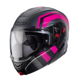 CABERG KASK SZCZĘKOWY FLIP-UP MODEL HORUS X ROAD KOLOR SZARY MAT/CZARNY/FUKSJA (INTENSYWNY ODCIEŃ RÓŻOWEGO) ROZMIAR XS (PINLOCK 