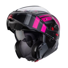 CABERG KASK SZCZĘKOWY FLIP-UP MODEL HORUS X ROAD KOLOR SZARY MAT/CZARNY/FUKSJA (INTENSYWNY ODCIEŃ RÓŻOWEGO) ROZMIAR XS (PINLOCK 