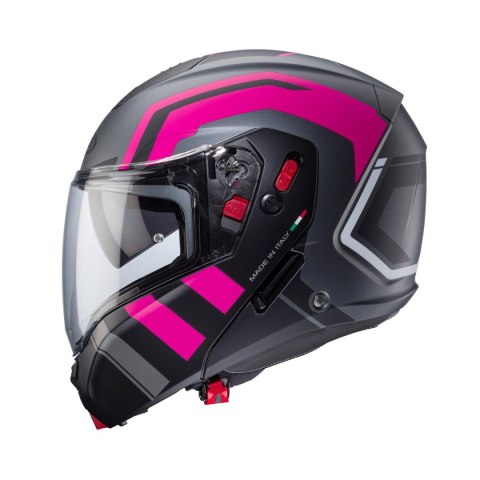 CABERG KASK SZCZĘKOWY FLIP-UP MODEL HORUS X ROAD KOLOR SZARY MAT/CZARNY/FUKSJA (INTENSYWNY ODCIEŃ RÓŻOWEGO) ROZMIAR XS (PINLOCK CABERG KASK SZCZĘKOWY FLIP-UP MODEL HORUS X ROAD KOLOR SZARY MAT/CZARNY/FUKSJA (INTENSYWNY ODCIEŃ RÓŻOWEGO) ROZMIAR XS (PINLOCK