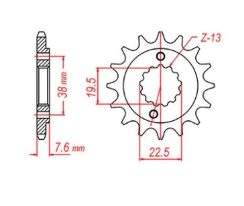 MTX PARTS ZĘBATKA PRZEDNIA 2116 13 SUZUKI LTR 450 '06-'12, LTZ 400 '03-'13, RMX 450 '10-'13, KAWASAKI KFX 400, HYOSUNG TE 450 (J
