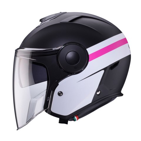 CABERG KASK OTWARTY JET Z BLENDĄ MODEL SOHO ZEPHYR KOLOR CZARNY MAT/BIAŁY/FUKSJA (INTENSYWNY ODCIEŃ RÓŻOWEGO) ROZMIAR XS CABERG KASK OTWARTY JET Z BLENDĄ MODEL SOHO ZEPHYR KOLOR CZARNY MAT/BIAŁY/FUKSJA (INTENSYWNY ODCIEŃ RÓŻOWEGO) ROZMIAR XS