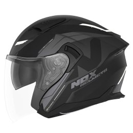 NOX PROMOCJA KASK OTWARTY JET Z BLENDĄ N130 KLINT KOLOR CZARNY/SZARY/BIAŁY MAT ROZMIAR S