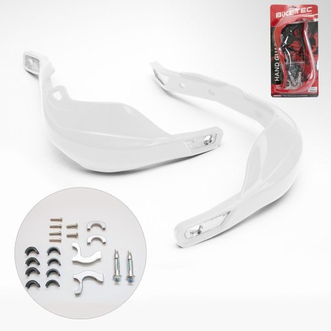 BIKETEC PARTS OSŁONY RĄK (HANDBARY) ALU KOLOR BIAŁY (Z MOCOWANIAMI 22MM I 28MM) BIKETEC PARTS OSŁONY RĄK (HANDBARY) ALU KOLOR BIAŁY (Z MOCOWANIAMI 22MM I 28MM)