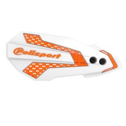 POLISPORT WYPRZEDAŻ OSŁONY RĄK (LISTKI) MODEL MX FLOW Z UNIWERSALNYM ZESTAWEM MONTAŻOWYM KTM SX/EXC '14-22' KOLOR BIAŁO POMARAŃC