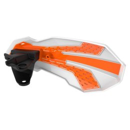 POLISPORT WYPRZEDAŻ OSŁONY RĄK (LISTKI) MODEL MX FLOW Z UNIWERSALNYM ZESTAWEM MONTAŻOWYM KTM SX/EXC '14-22' KOLOR BIAŁO POMARAŃC