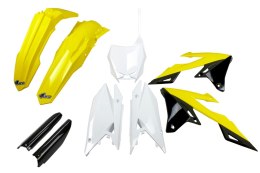 UFO 2024/11 KOMPLET PLASTIKÓW (FULL KIT) Z OSŁONAMI TELESKOPÓW (AMORTYZATORÓW) SUZUKI RMZ 250 '19-'25, RMZ 450 '18-'25 KOLOR OEM