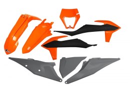UFO KOMPLET PLASTIKÓW KTM EXC 125 '20-'21, EXC 250 / 300 TPI '20-'23, EXC-F 250 / 350 / 450 / 500 '20-'23 Z OSŁONĄ LAMPY KOLOR O