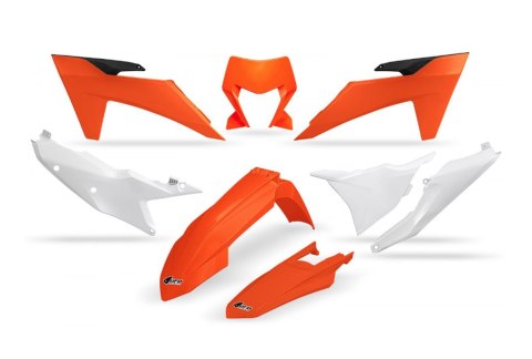 UFO KOMPLET PLASTIKÓW KTM EXC 150 / 250 / 300 TBI '24-'25, EXC-F 250 / 350 / 450 / 500 '24-'25 KOLOR OEM POMARAŃCZOWY BIAŁY UFO KOMPLET PLASTIKÓW KTM EXC 150 / 250 / 300 TBI '24-'25, EXC-F 250 / 350 / 450 / 500 '24-'25 KOLOR OEM POMARAŃCZOWY BIAŁY