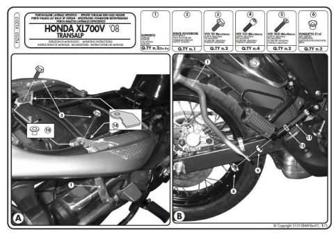 KAPPA STELAŻ KUFRÓW BOCZNYCH MONOKEY HONDA XL 700V TRANSALP (08-13) - RÓWNIEŻ POD KUFRY MONOKEY K'MISSION ALU KAPPA STELAŻ KUFRÓW BOCZNYCH MONOKEY HONDA XL 700V TRANSALP (08-13) - RÓWNIEŻ POD KUFRY MONOKEY K'MISSION ALU