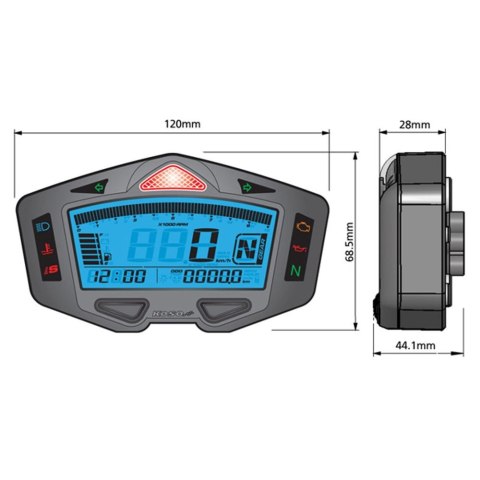KOSO LICZNIK MOTOCYKLOWY UNIWERSALNY RACING MINI MODEL DB-03 R RACING (PRĘDKOŚĆ, RPM, BIEGI) (EL) KOSO LICZNIK MOTOCYKLOWY UNIWERSALNY RACING MINI MODEL DB-03 R RACING (PRĘDKOŚĆ, RPM, BIEGI) (EL)