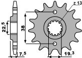 PBR ZĘBATKA PRZEDNIA 2116 14 18NC SUZUKI LTR 450 '06-'12, LTZ 400 '03-'13, RMX 450 '10-'13, KAWASAKI KFX 400, HYOSUNG TE 450 (ŁA