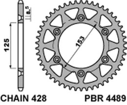 PBR ZĘBATKA TYLNA 4489 59 F HONDA CRM 125 (HM) (08-11) (ŁAŃC. 428)