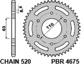 PBR ZĘBATKA TYLNA 4675 44 C45 KTM 125/200 DUKE '14-18, 390 DUKE/RC '13-18 (JTR890.44) (ŁAŃC. 520)