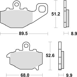 TRW ZF KLOCKI HAMULCOWE KH192 ORGANIC KAWASAKI ZX6R 600 94-16, ZX6R 636 02-06, ER6 06-16, VERSYS 650 07-14, Z 750 04-06, ZX9R 94