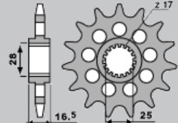 CHT WYPRZEDAŻ ZĘBATKA PRZEDNIA 2147 17 KTM 950/990/1190 '06-'13 (JTF1904.17)