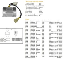 DZE REGULATOR NAPIĘCIA DUCATI DS 1000 MULTISTRADA '03-'04; DUCATI 749/848/999/1098/1099/1198 (OEM-540.4.019.1A) (SH579EA) (ESR53