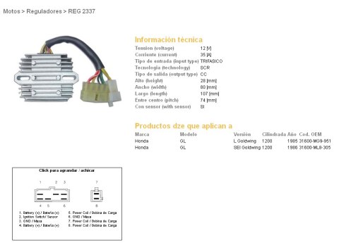 DZE REGULATOR NAPIĘCIA HONDA GL1200 SEI '85-'87 (WTRYSKOWY) (31600-MG9-951, 31600-ML8-305) (ESR570) DZE REGULATOR NAPIĘCIA HONDA GL1200 SEI '85-'87 (WTRYSKOWY) (31600-MG9-951, 31600-ML8-305) (ESR570)