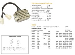 DZE REGULATOR NAPIĘCIA SUZUKI AN 125/250 BURGMAN '95-'00; EN 125; GN 125; UE 125/150 '01-'11 (32800-22D11, 32800-22D10, 32800-37