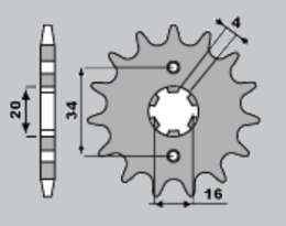 JR ZĘBATKA PRZEDNIA 263 16 YAMAHA DT125 LC '82-'88, TZR125, SR125 (JTF1263.16)
