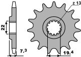 PBR ZĘBATKA PRZEDNIA 434 16 18NC DR 400/GN 400 (JTF434.16) (ŁAŃC. 520)